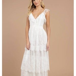 TOBI LUNA WHITE 3 TIER RUFFLE MAXI DRESS